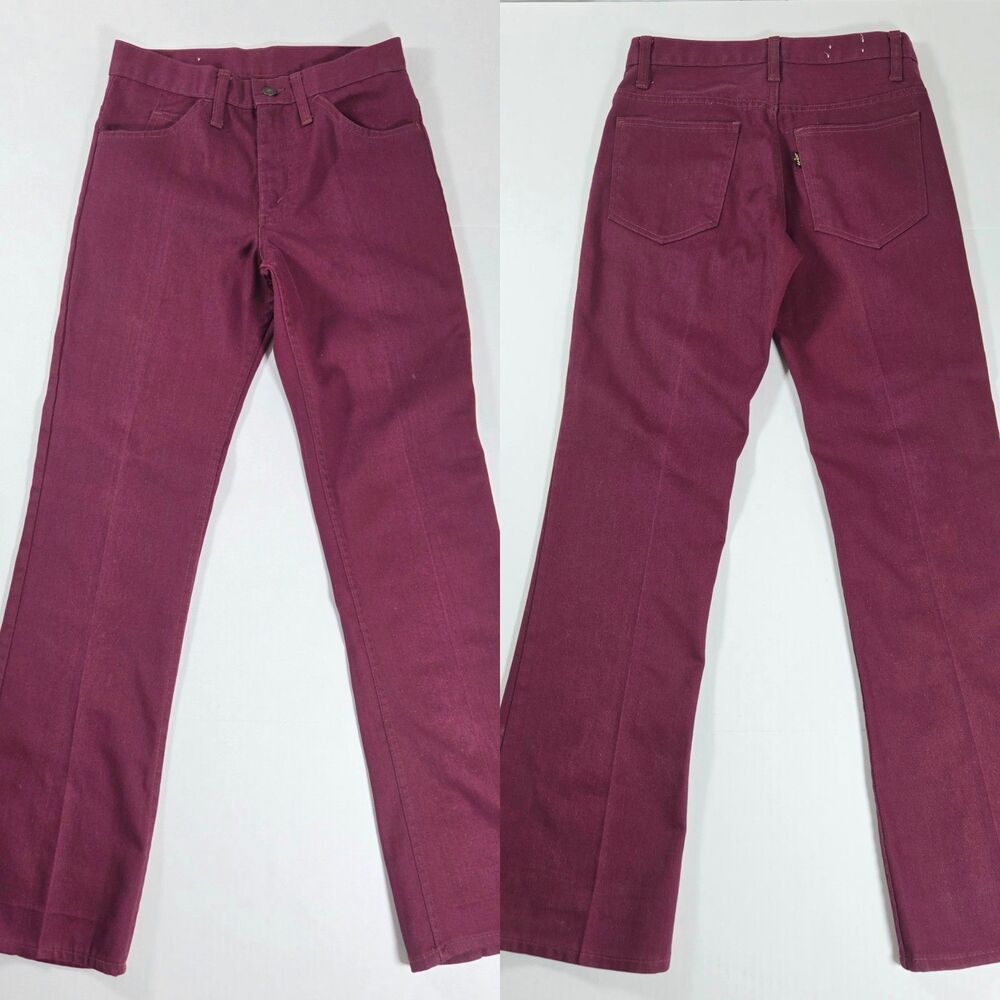 Vintage Levi's Sta-Prest Women's Flare Pants 27 Burgundy 70s Non-Stretch